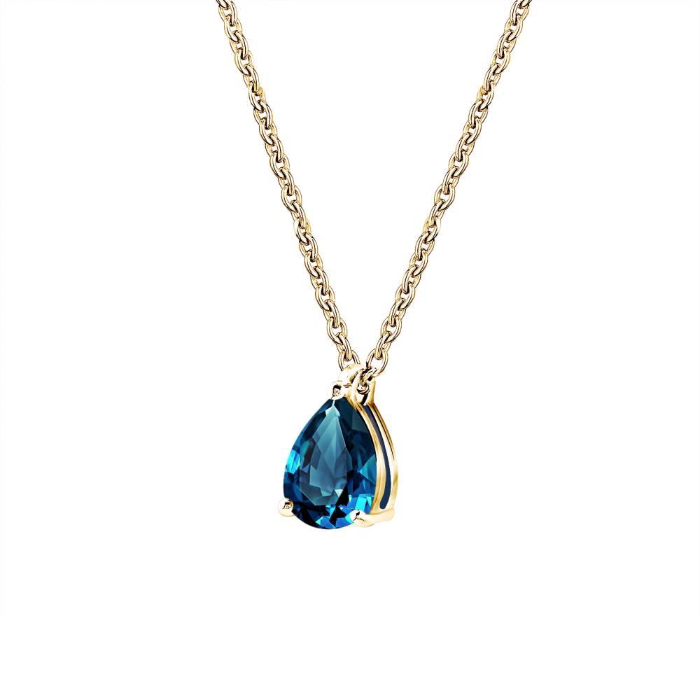 Pendentif Or jaune Topaze Blue London et diamants Lady Poire M 3