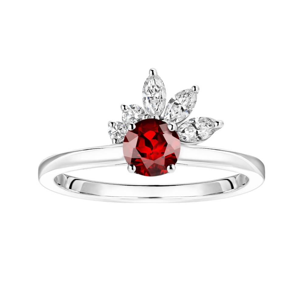 Bague Platine Grenat et diamants Little EverBloom 2