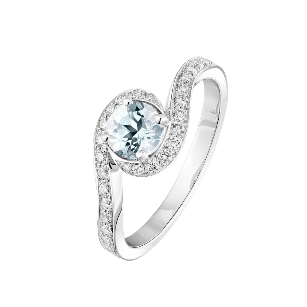 Ring Platinum Aquamarine and diamonds Amelia 2