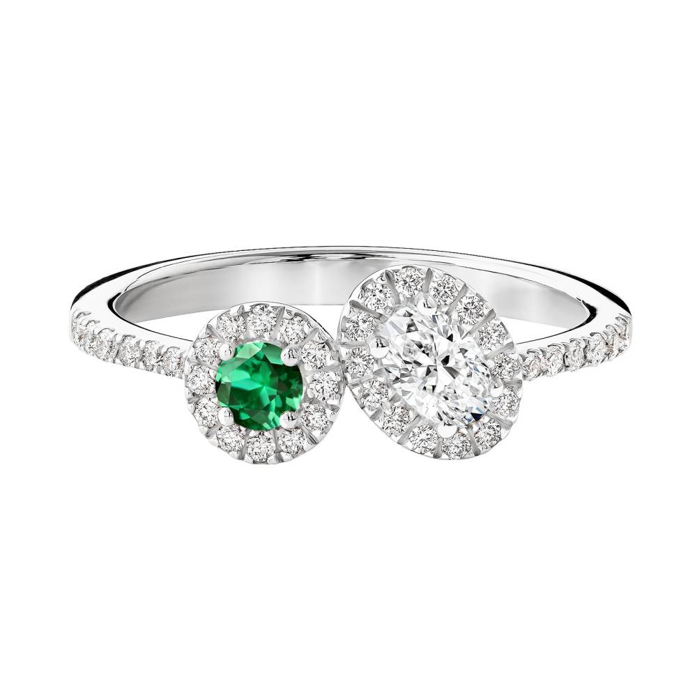 Ring White gold Emerald and diamonds AlterEgo Ovale 2