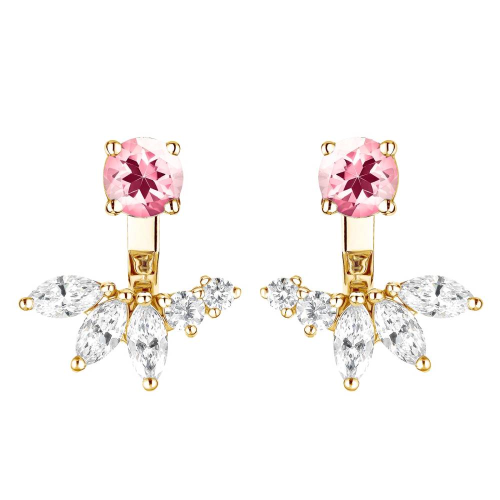 Boucles d'oreilles Or jaune Tourmaline et diamants EverBloom Symétriques 2