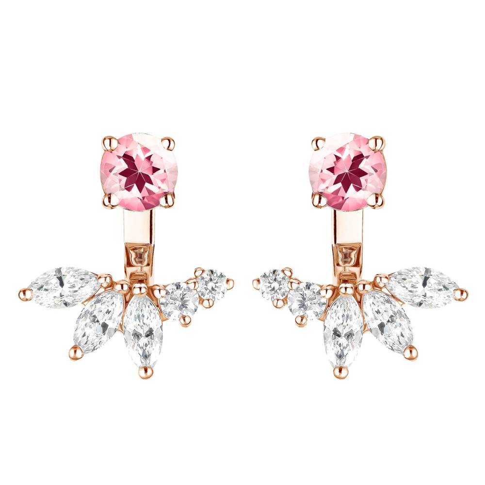 Boucles d'oreilles Or rose Tourmaline et diamants EverBloom Symétriques 2