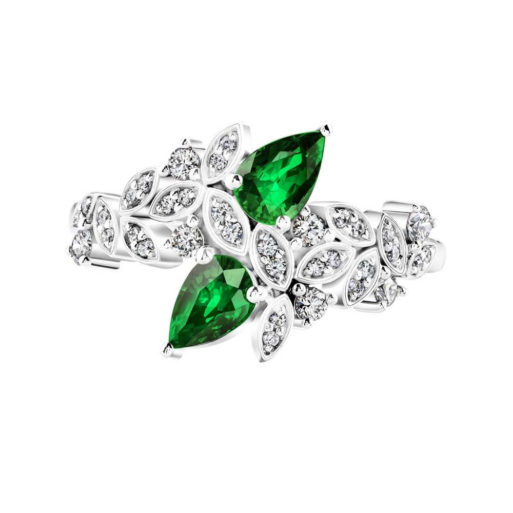 Bague Or blanc Tsavorite et diamants EverBloom Toi & Moi 2