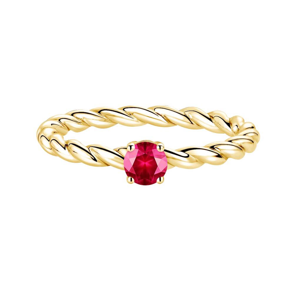 Ring Yellow gold Ruby and diamonds Capucine 4 mm 2