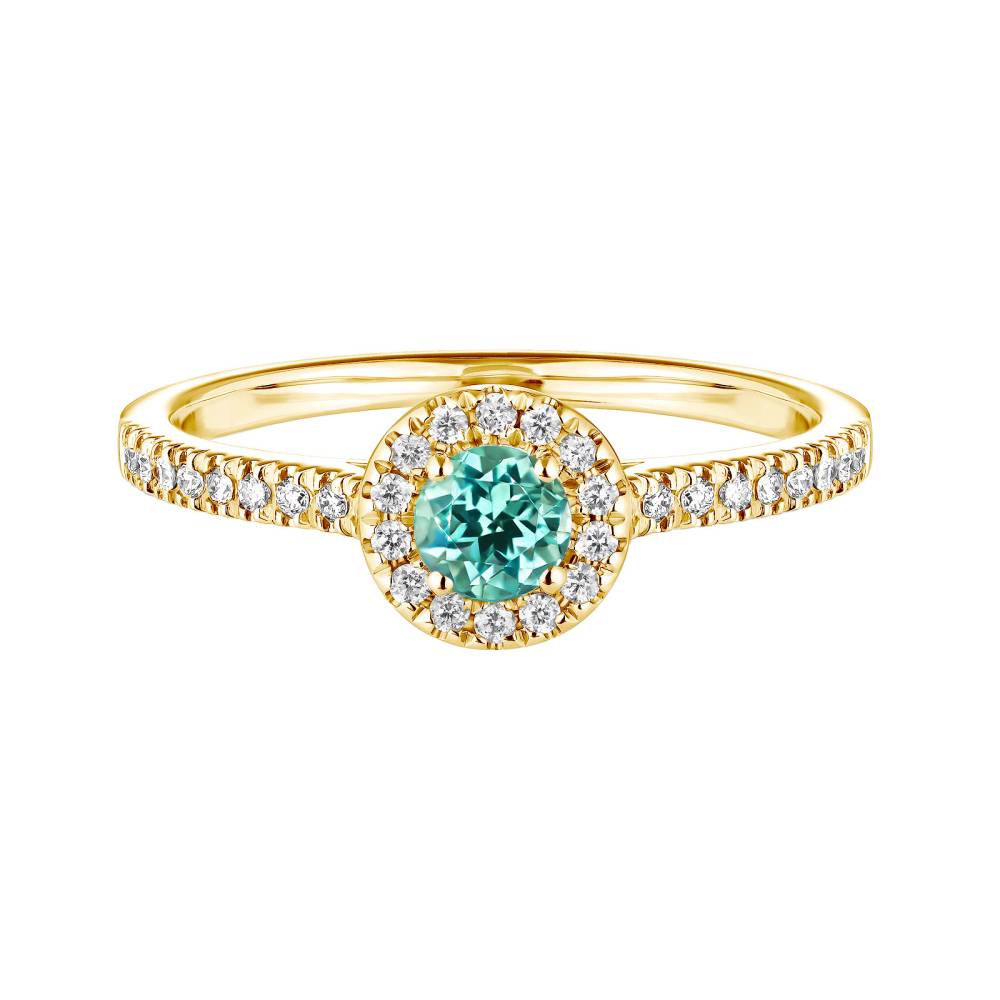 Bague Or jaune Tourmaline Mint et diamants Rétromantique S Pavée 2