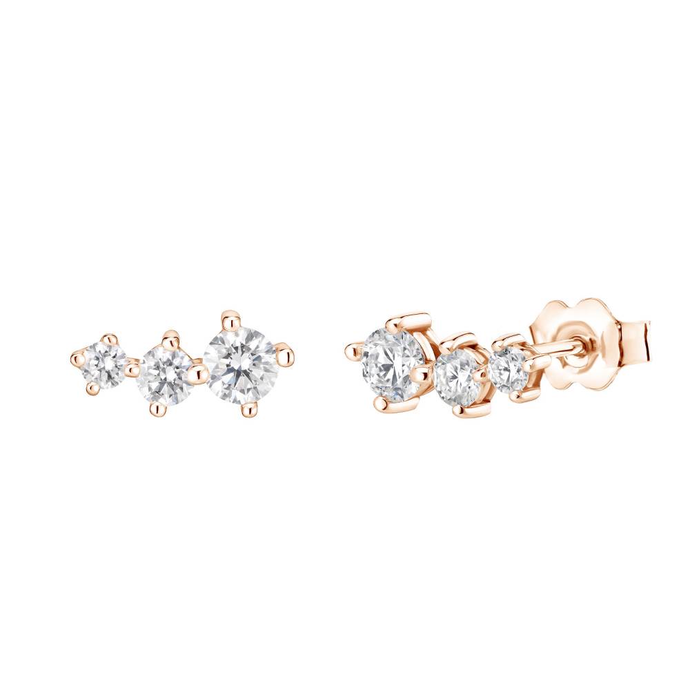 Boucles d'oreilles Or rose Diamant Lady Trio 2