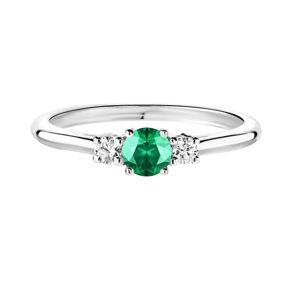 Ring Platinum Emerald and diamonds Baby Lady Duo 2