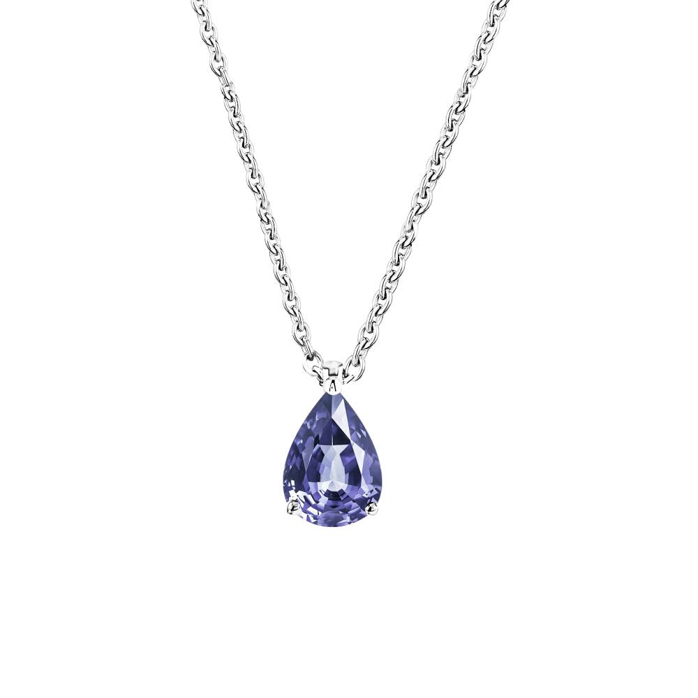 Pendentif Or blanc Tanzanite et diamants Lady Poire M 2