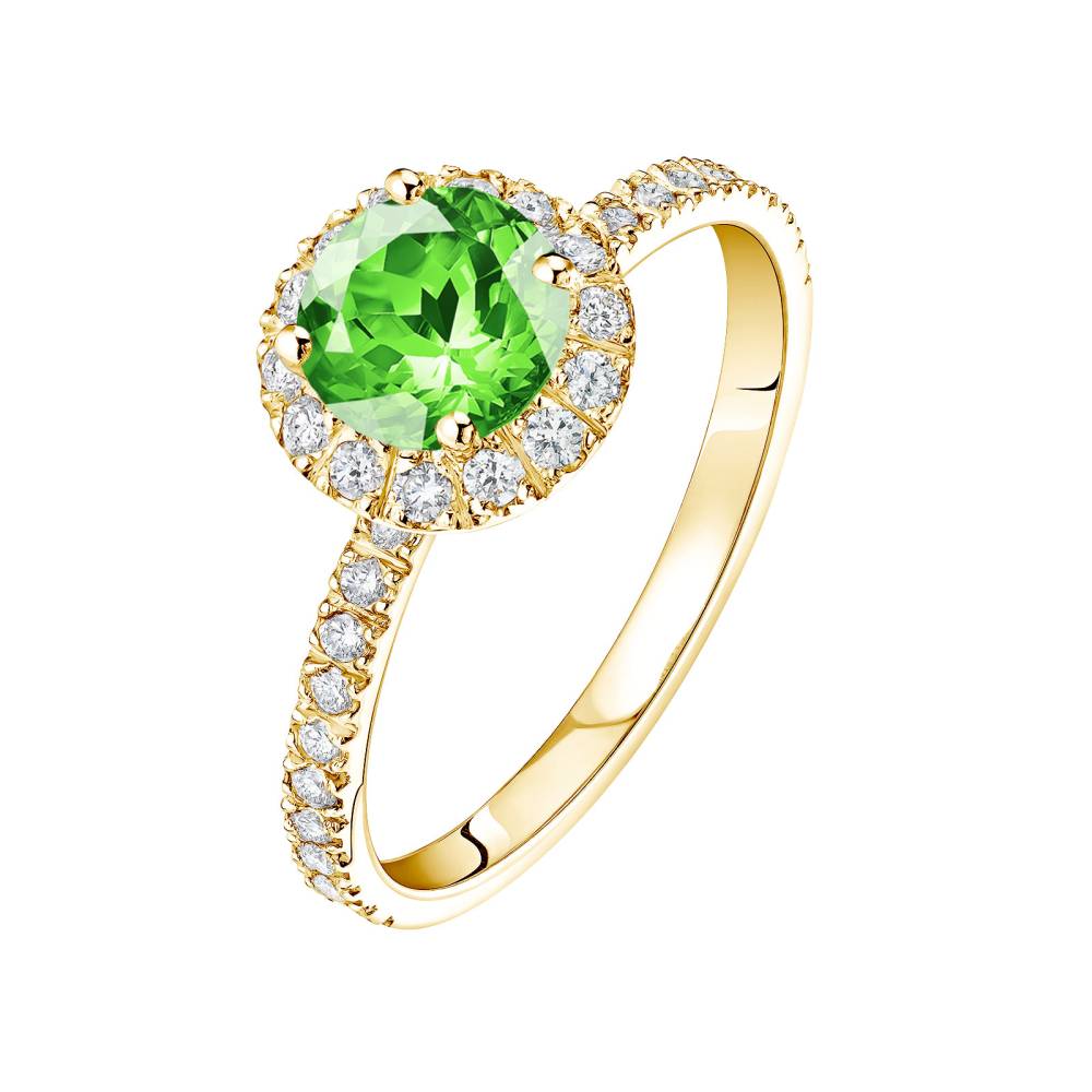 Bague Or jaune Tsavorite et diamants Rétromantique L Pavée 2