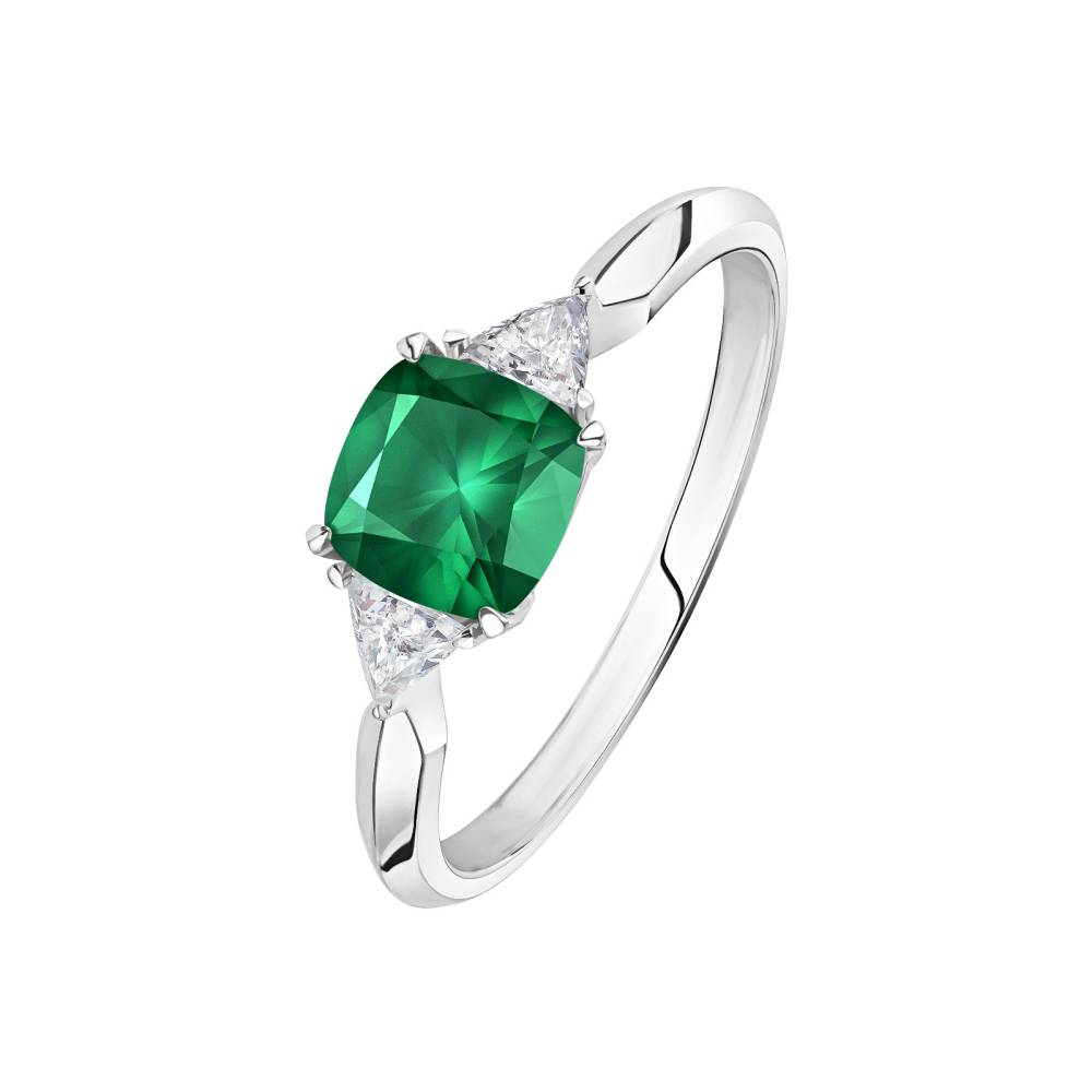 Ring White gold Emerald and diamonds Kennedy 2