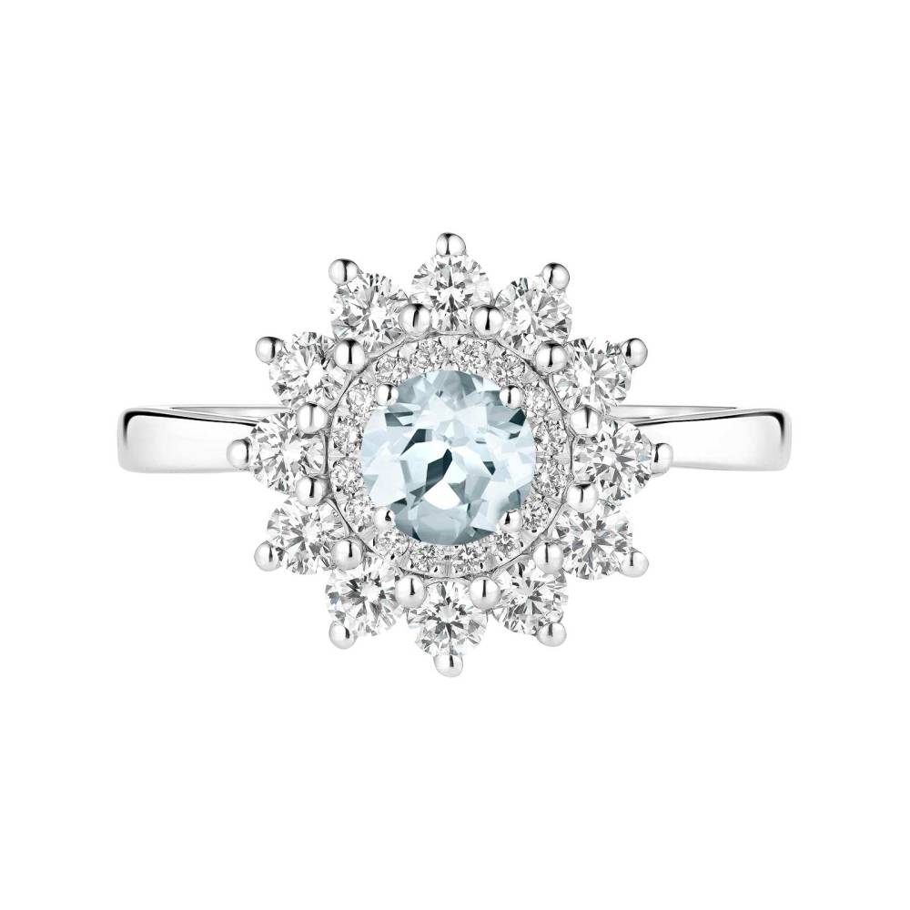 Ring White gold Aquamarine and diamonds Lefkos 5 mm 2