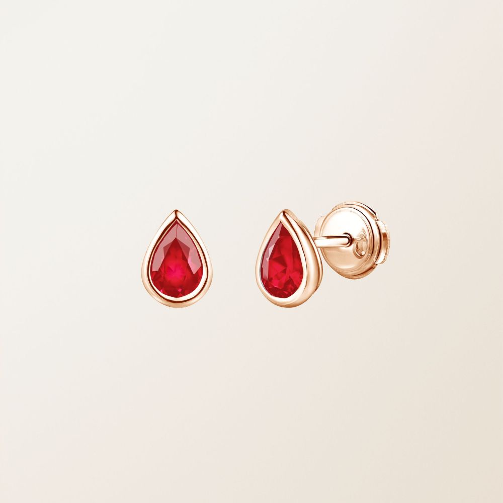 Boucles d'oreilles Or rose Rubis Gemmyorama 2