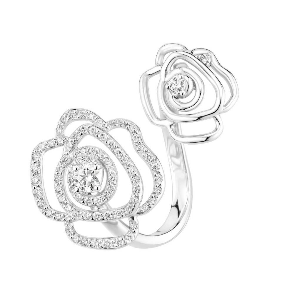 Bague Or blanc Diamant PrimaRosa Duo de Roses 2