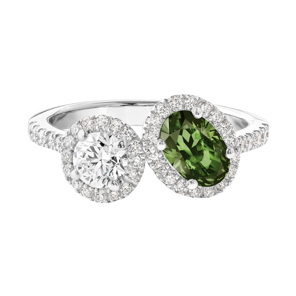 Ring Platinum Green Sapphire and diamonds AlterEgo Ovale L 2