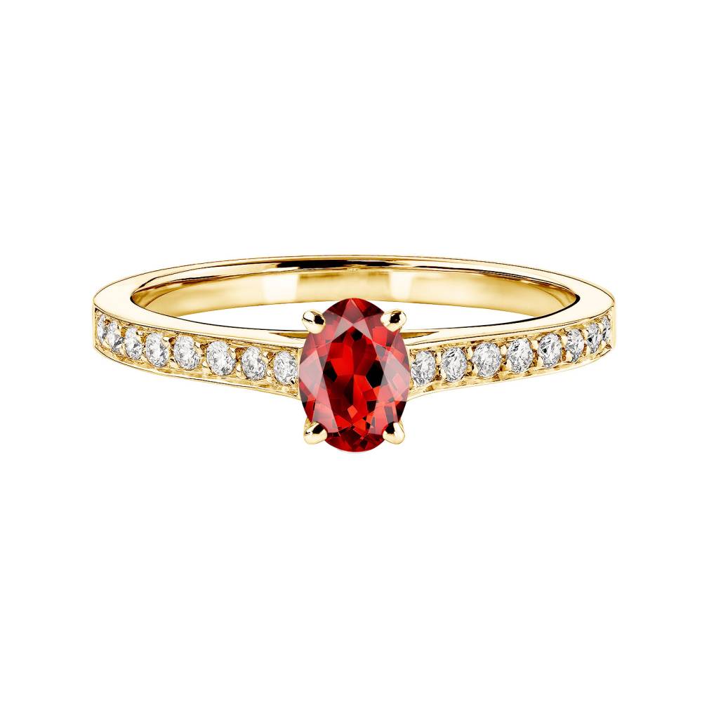 Ring Yellow gold Garnet and diamonds Lady Ovale Pavée 2