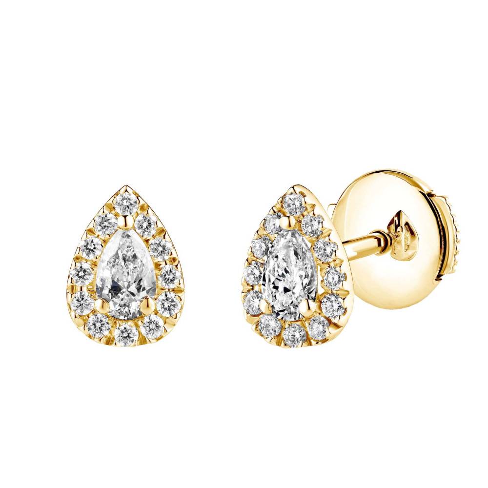 Boucles d'oreilles Or jaune Diamant Baby Rétromantique Poires Pavées 2