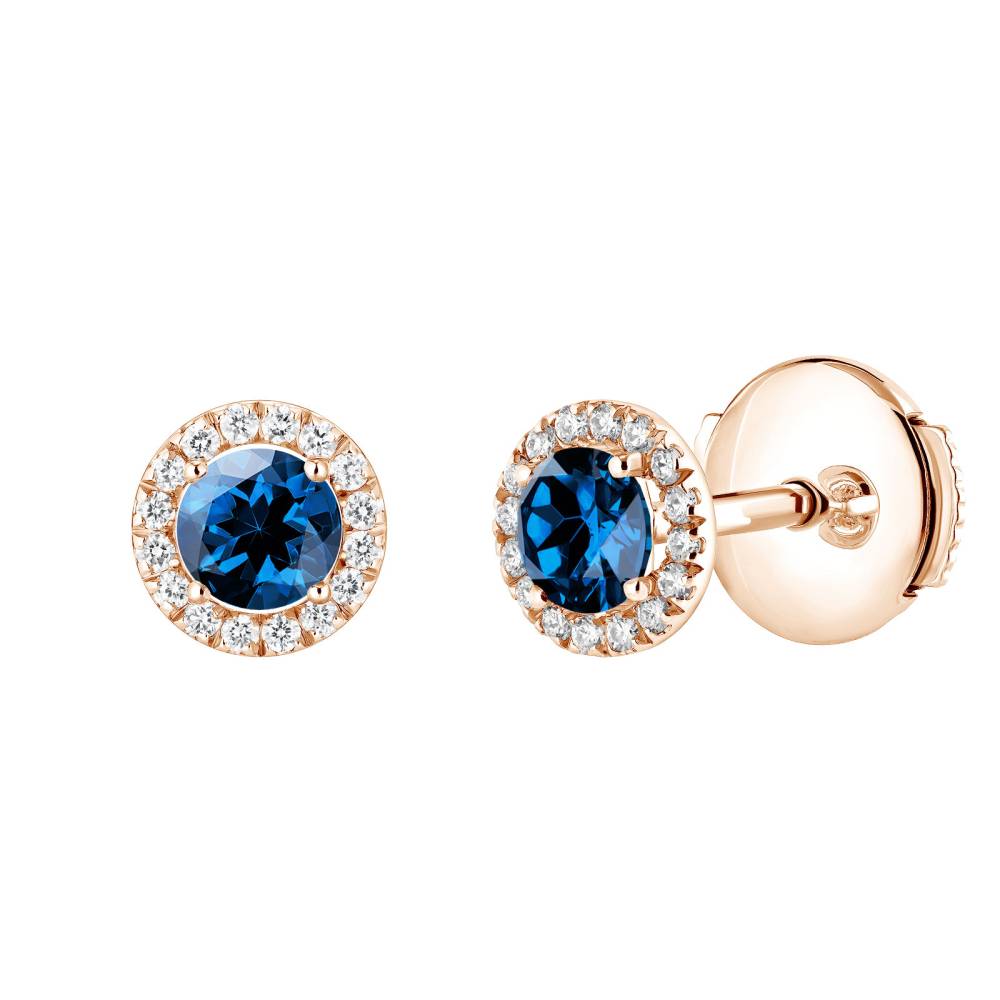 Earrings Rose gold Sapphire and diamonds Rétromantique S 2