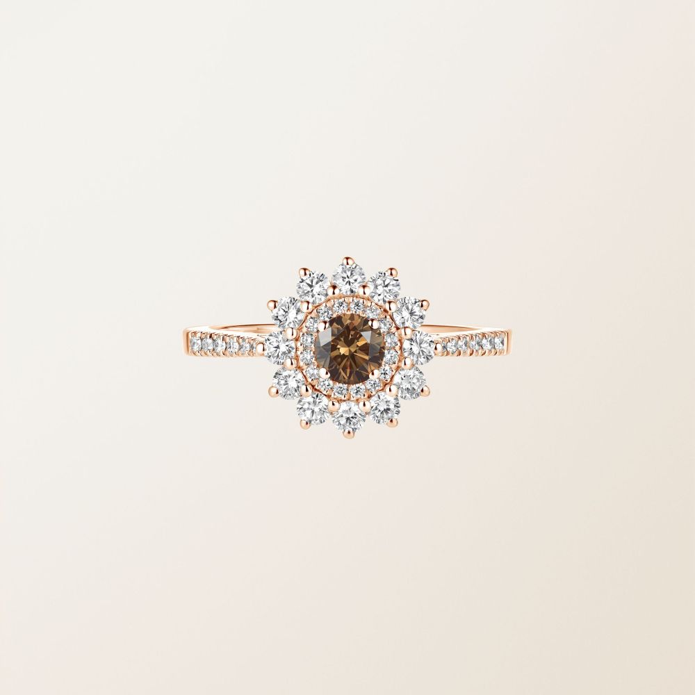 Ring Roségold Schokoladendiamant und diamanten Lefkos 4 mm Pavée 2