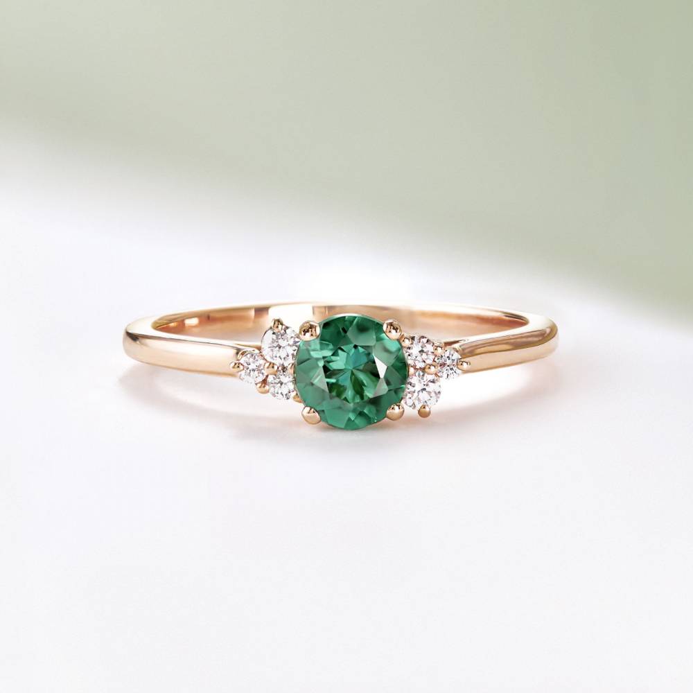 Bague Or jaune Tourmaline Verte et diamants Baby EverBloom 5 mm 2