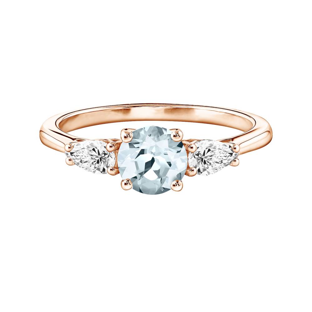 Ring Rose gold Aquamarine and diamonds Lady Duo de Poires 2