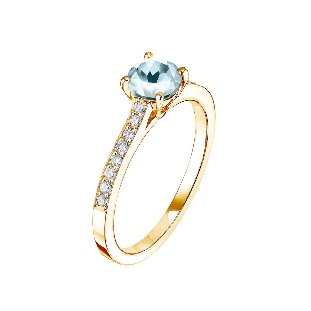 Ring Gelbgold Aquamarin und diamanten Lady Pavée 2