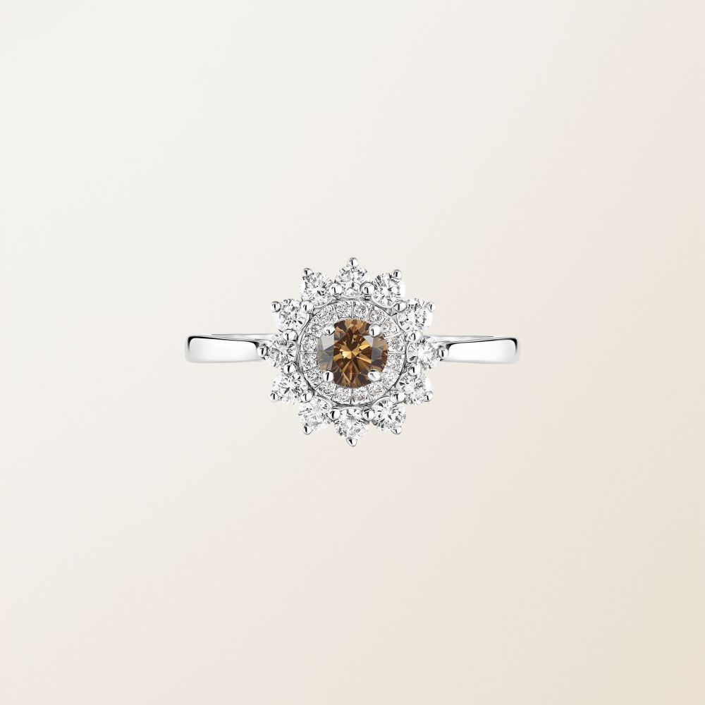 Bague Or blanc Diamant Chocolat Lefkos 4 mm 2