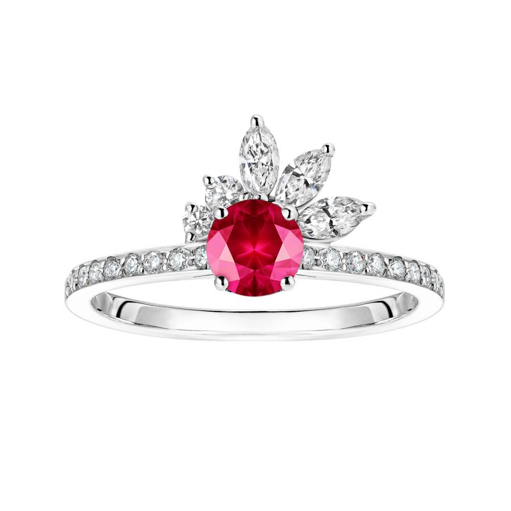 Bague Platine Rubis et diamants Little EverBloom Pavée 2