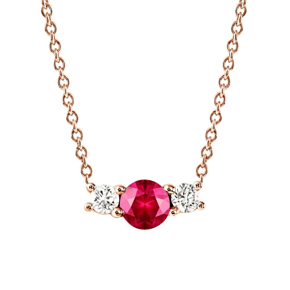 Pendentif Or rose Rubis et diamants Lady Duo 2