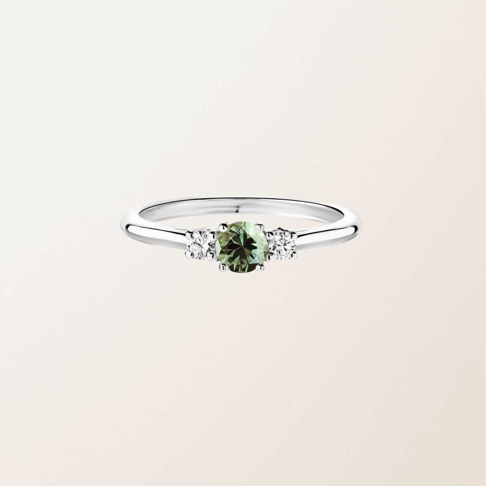 Ring White gold Green Sapphire and diamonds Baby Lady Duo 2