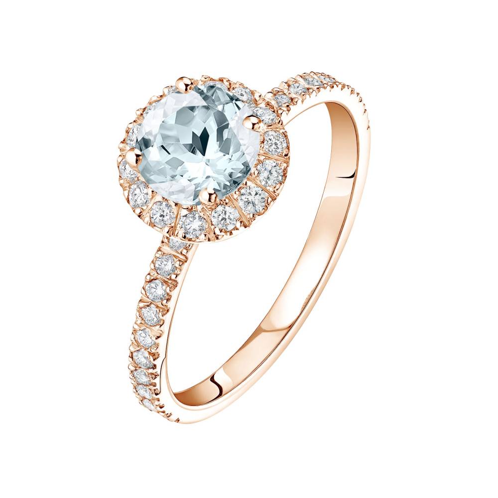 Ring Rose gold Aquamarine and diamonds Rétromantique L Pavée 2