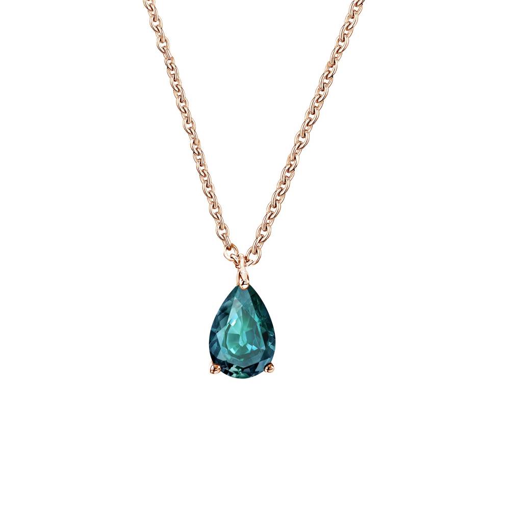 Pendentif Or rose Saphir Teal et diamants Lady Poire S 2