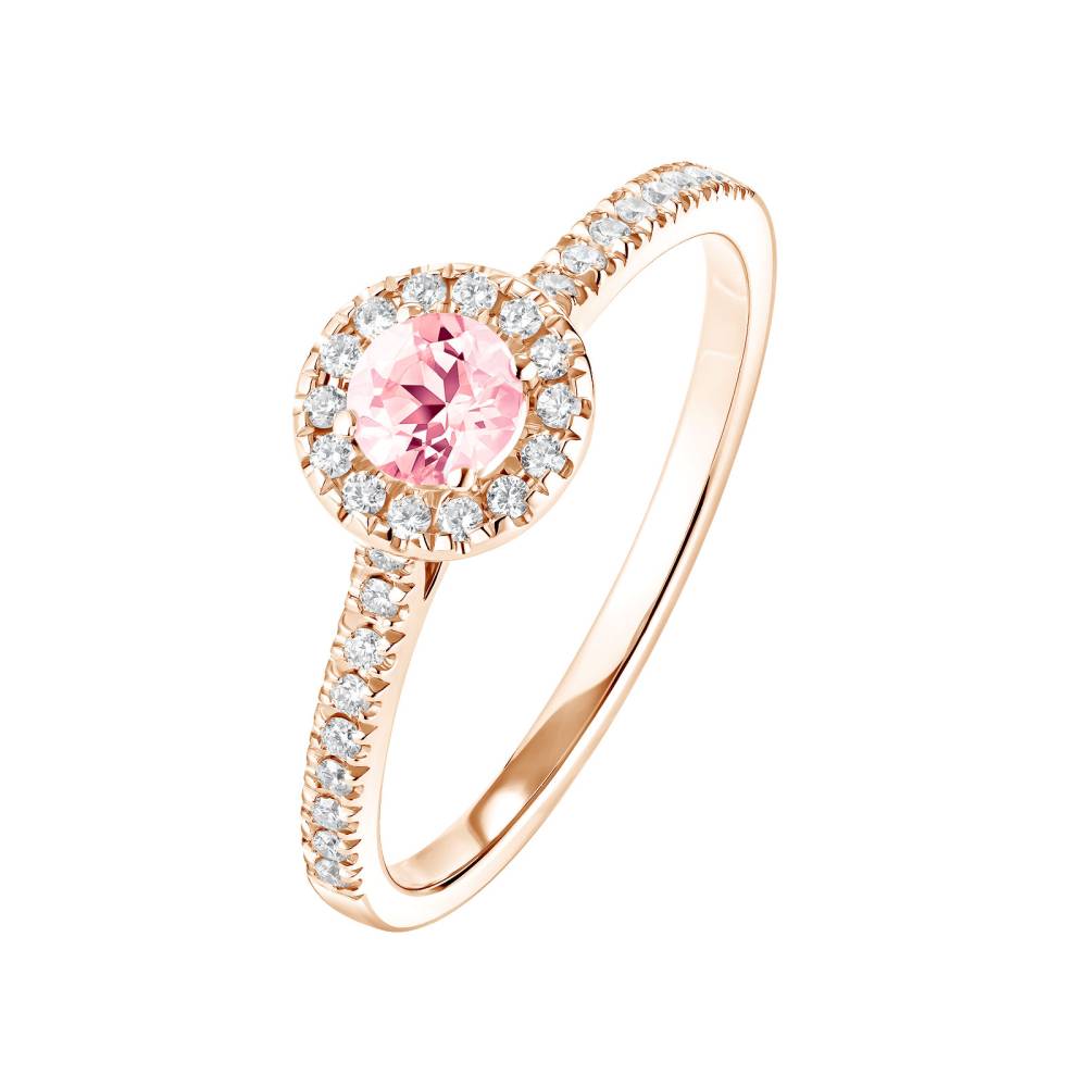 Bague Or rose Tourmaline et diamants Rétromantique S Pavée 2