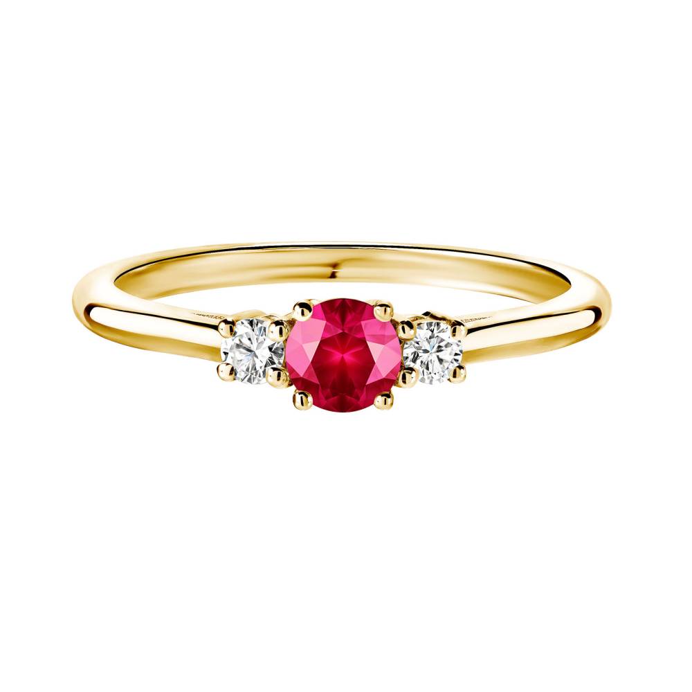 Ring Yellow gold Ruby and diamonds Baby Lady Duo 2