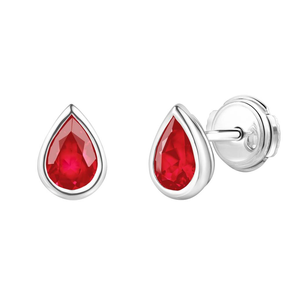 Boucles d'oreilles Or blanc Rubis Gemmyorama 2