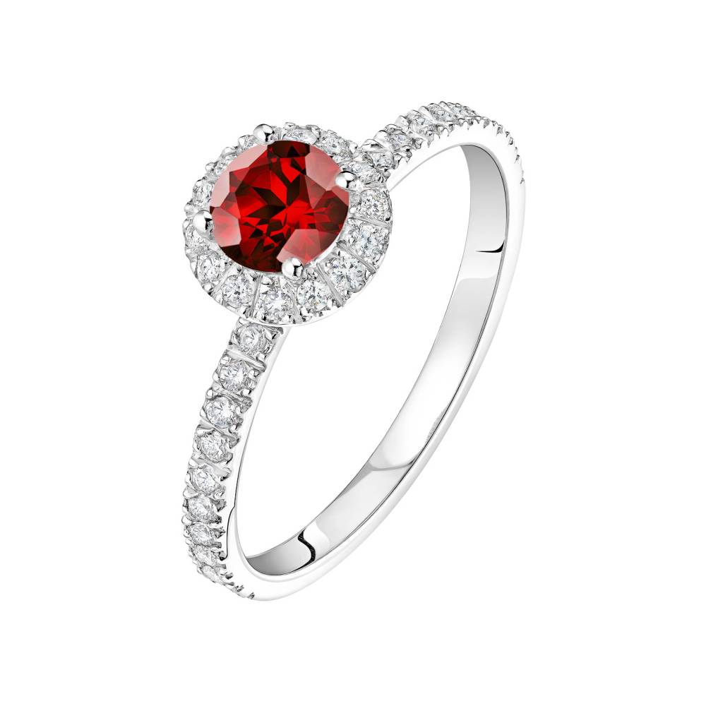 Ring Platinum Garnet and diamonds Rétromantique M Pavée 2