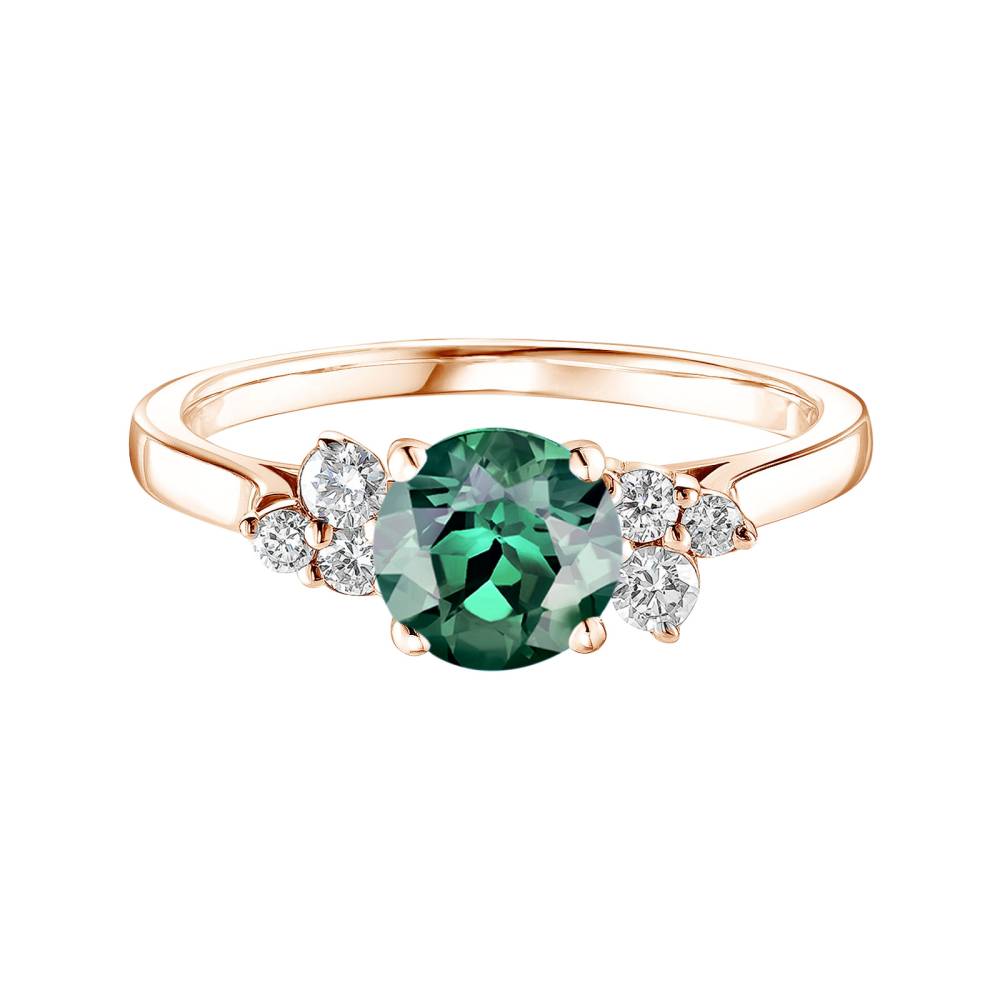 Bague Or rose Tourmaline Verte et diamants Baby EverBloom 6 mm 2