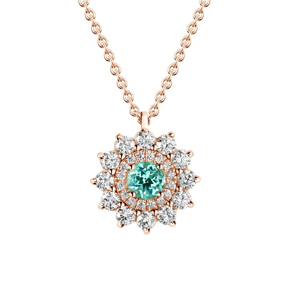 Pendentif Or rose Tourmaline Mint et diamants Lefkos 2