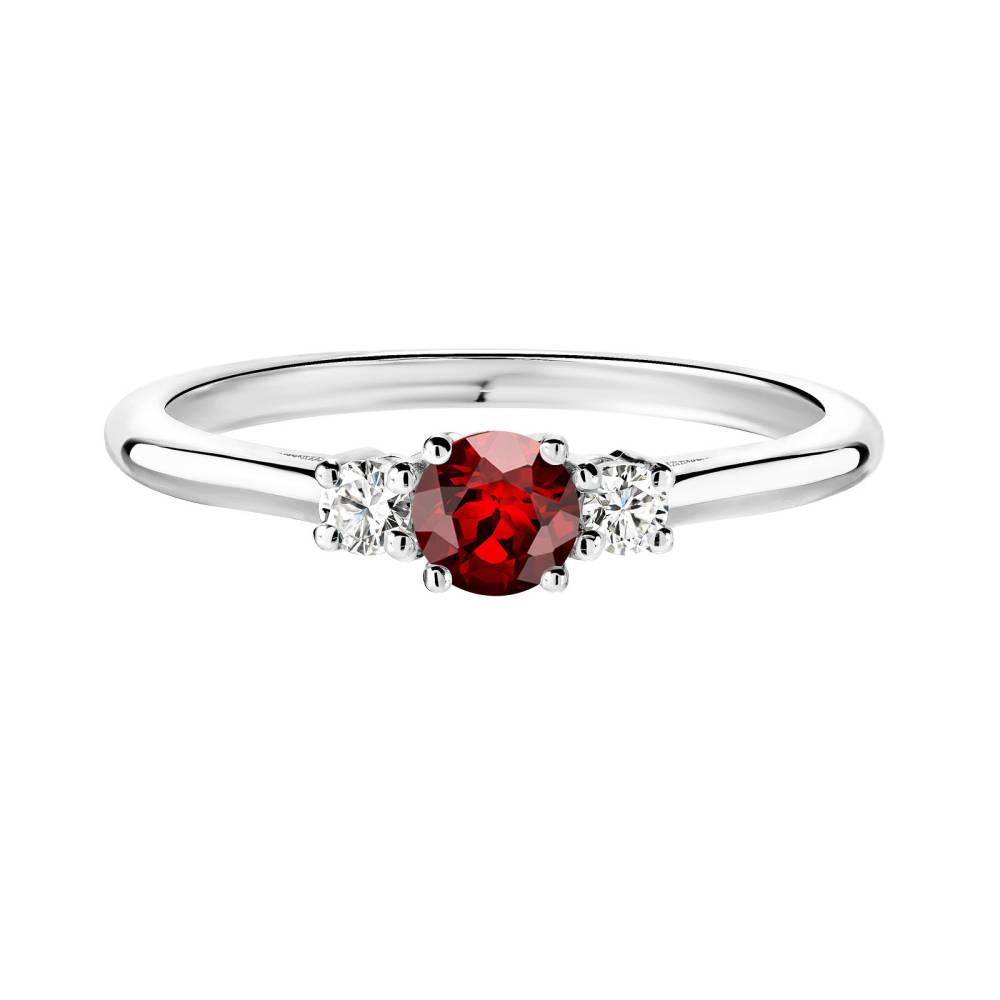 Ring Platinum Garnet and diamonds Baby Lady Duo 2