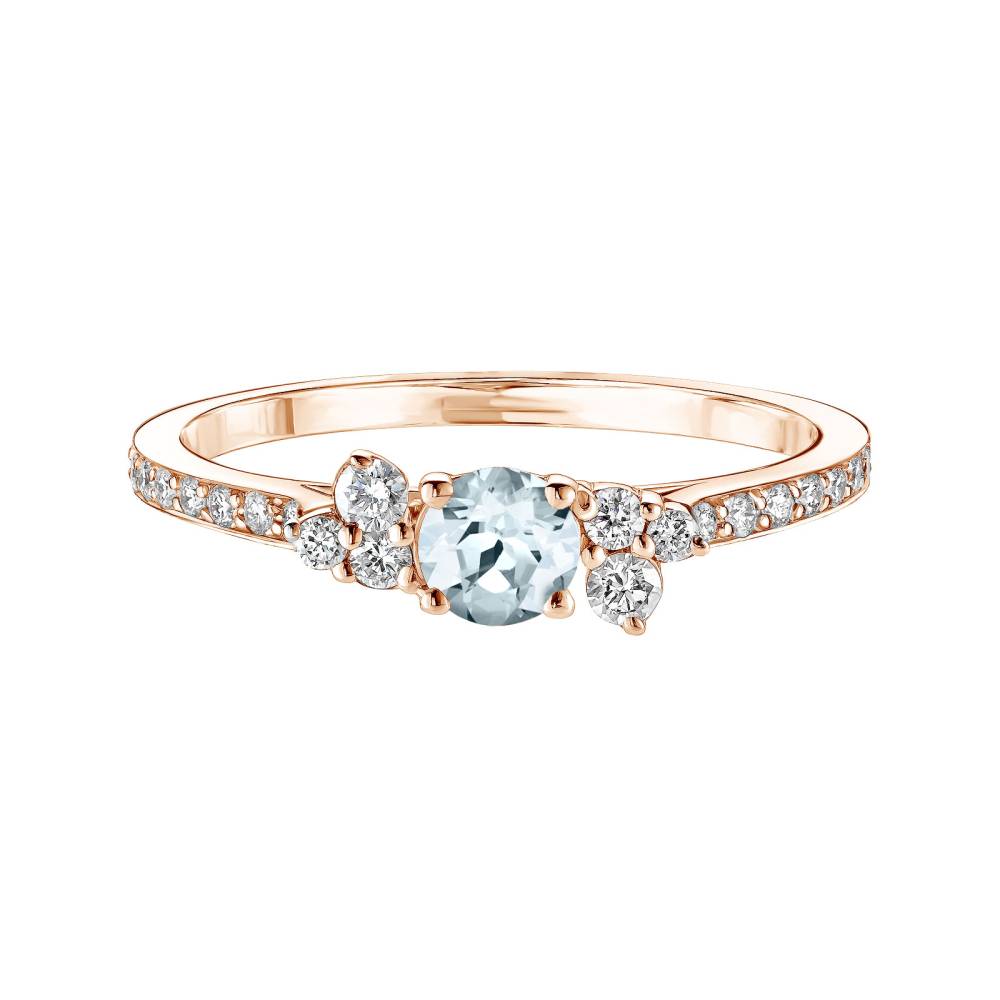 Ring Roségold Aquamarin und diamanten Baby EverBloom Pavée 2