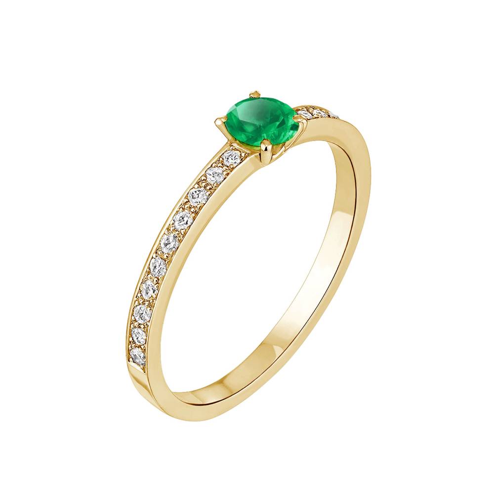 Bague Or jaune Emeraude et diamants Milady 2