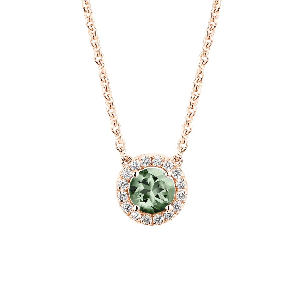 Pendentif Or rose Saphir Vert et diamants Rétromantique S 2