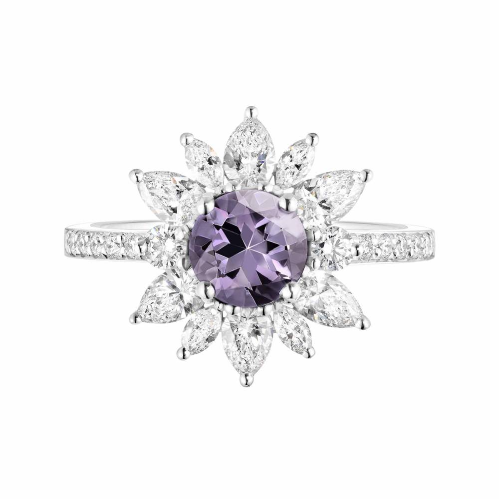 Bague Or blanc Spinelle Lavande et diamants EverBloom Prima 2