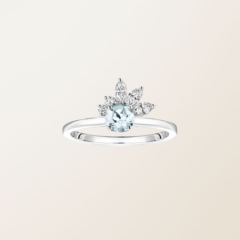 Bague Platine Aigue-marine et diamants Little EverBloom 2