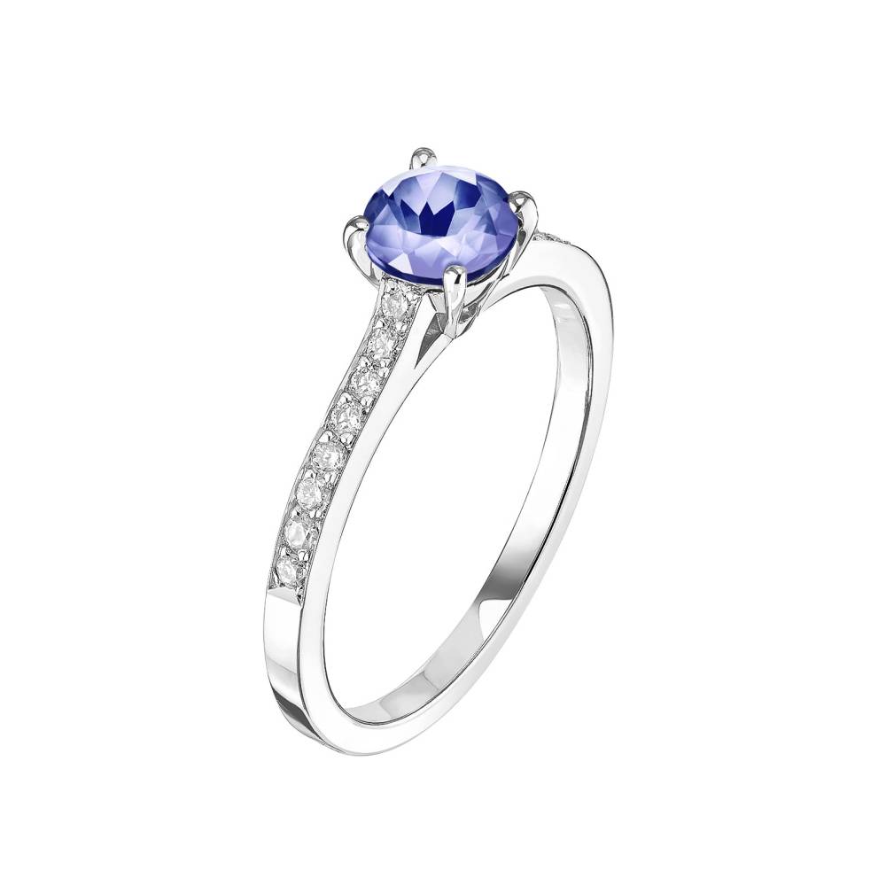 Ring Platinum Tanzanite and diamonds Lady Pavée 2