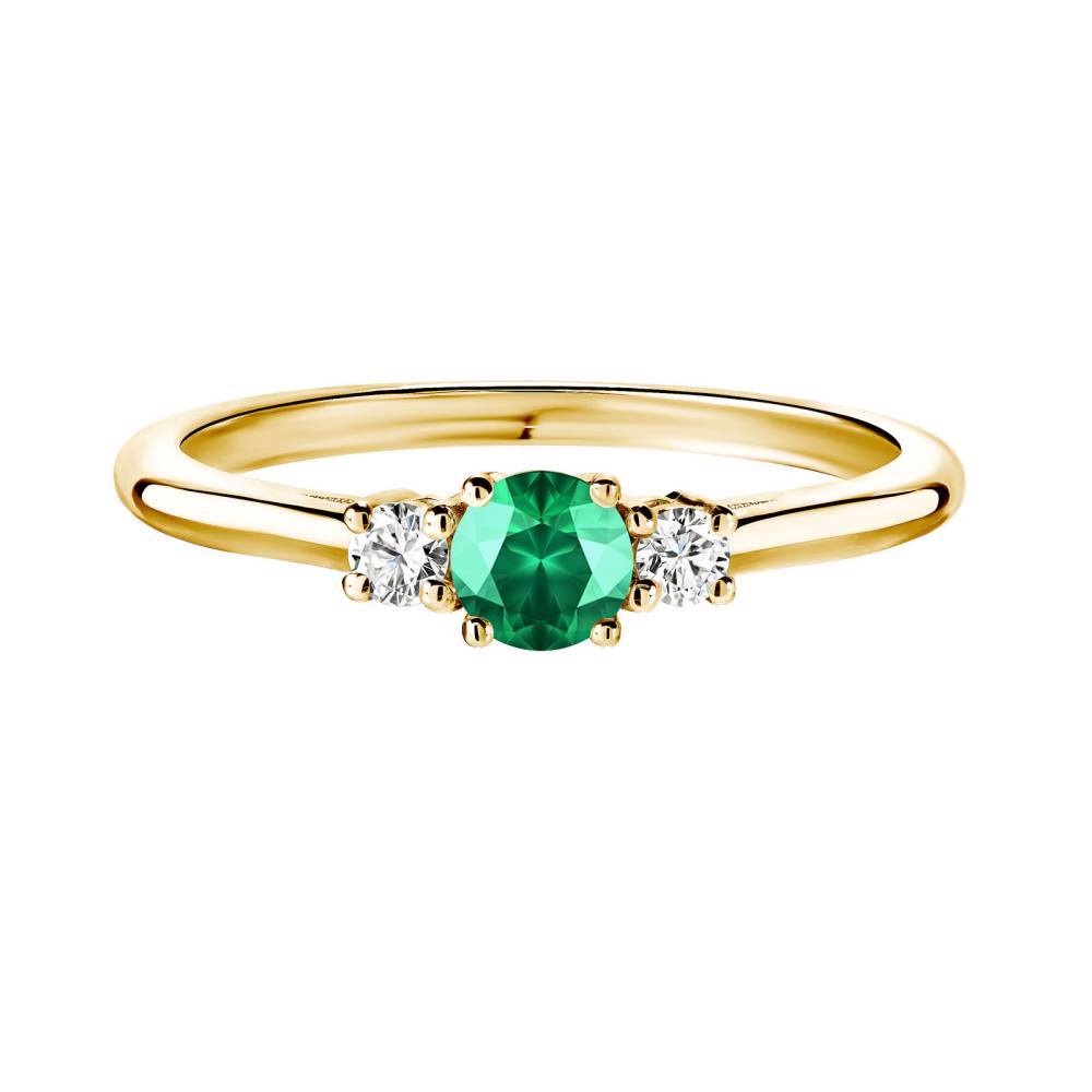 Ring Yellow gold Emerald and diamonds Baby Lady Duo 2