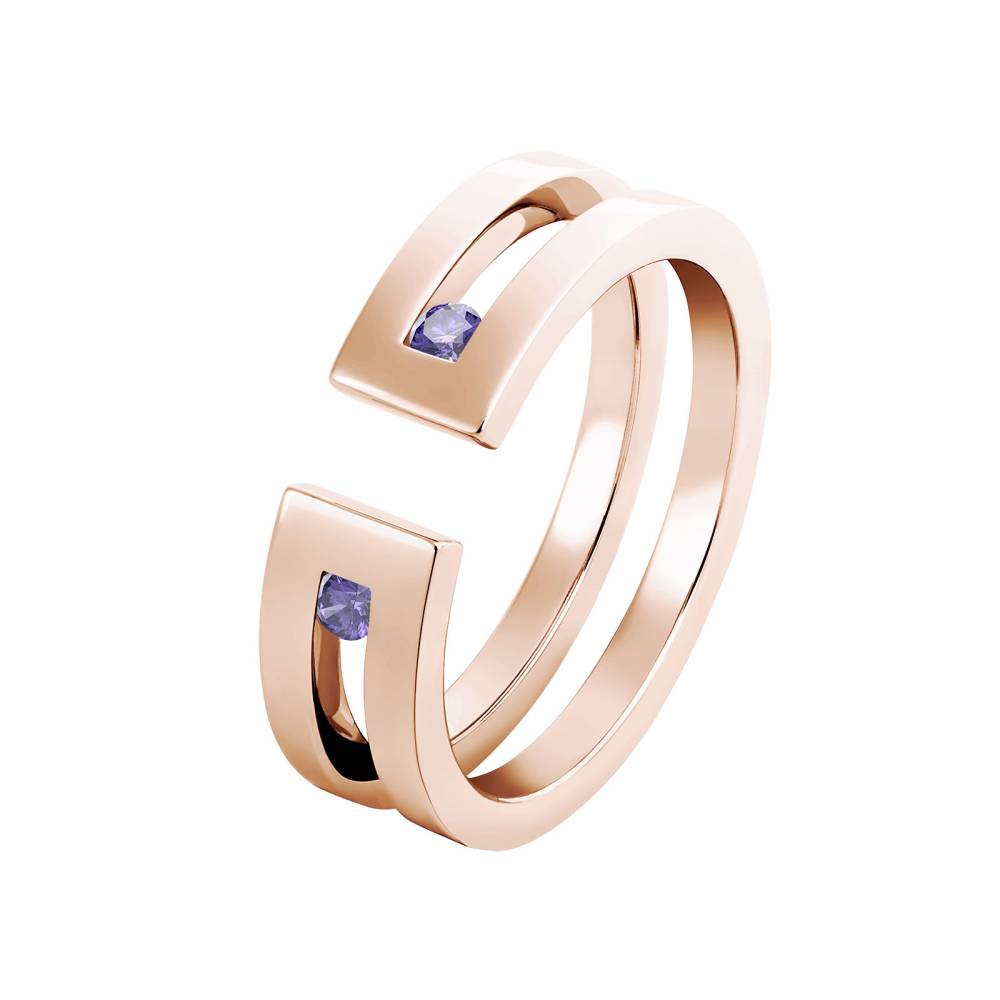 Ring Rose gold Tanzanite Thésée Duo 2