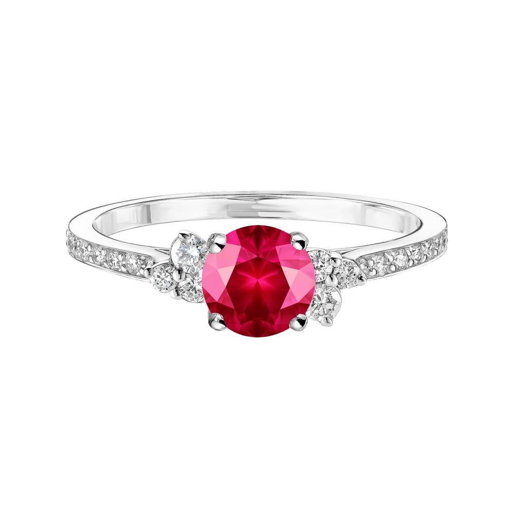 Bague Platine Rubis et diamants Baby EverBloom 5 mm Pavée 2