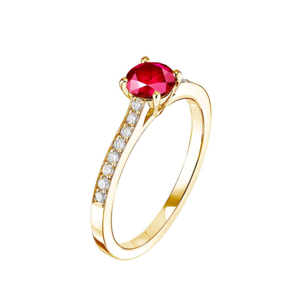 Ring Gelbgold Rubin und diamanten Little Lady Pavée 2