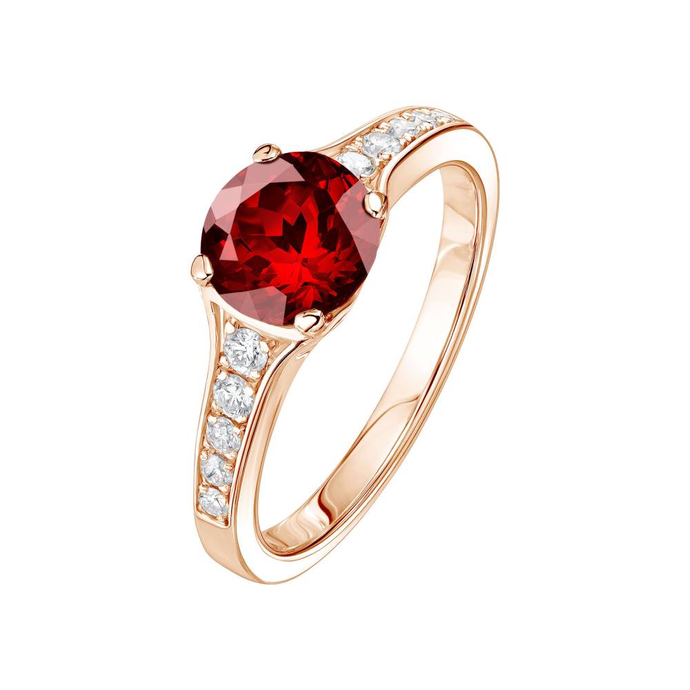 Bague Or rose Grenat et diamants Victoria 2