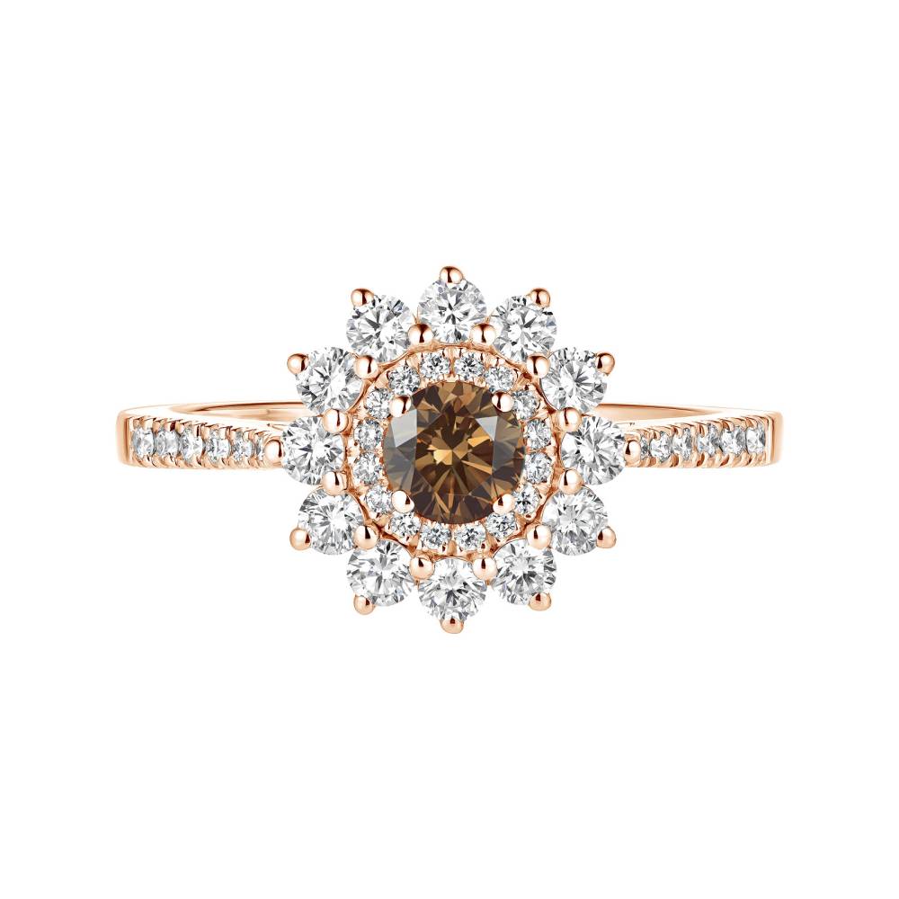 Ring Rose gold Chocolate Diamond and diamonds Lefkos 4 mm Pavée 2